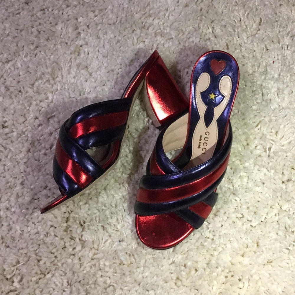 Authentic Gucci Metallic Mules